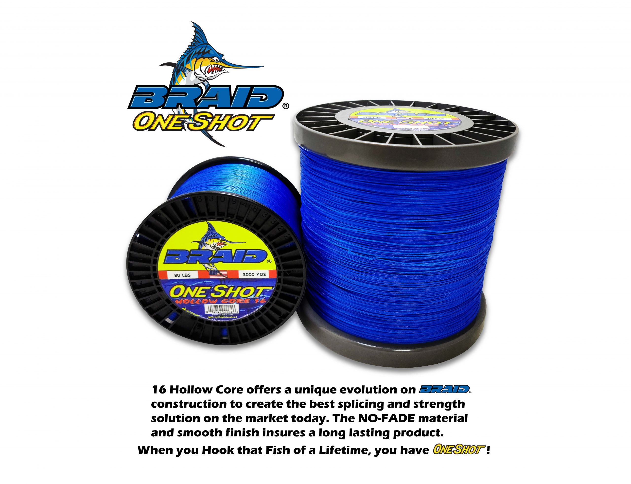 Fins Hollow Core Braid - 80 lb. - 4800 yd. - Blue